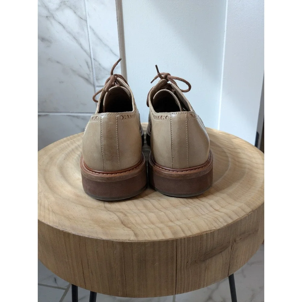 Brunello Cucinelli Tan Leather Wingtip Brogue Oxford Dress Shoes Mens 44/11‎